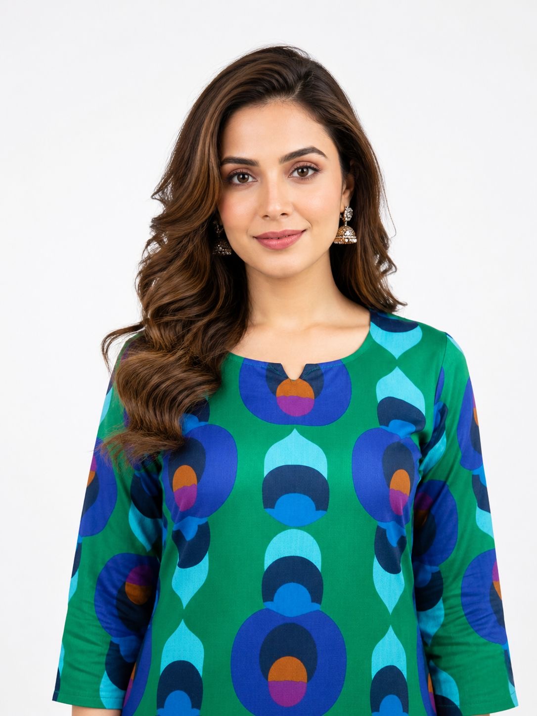 GREEN PRINTED COOTON KURTA SET