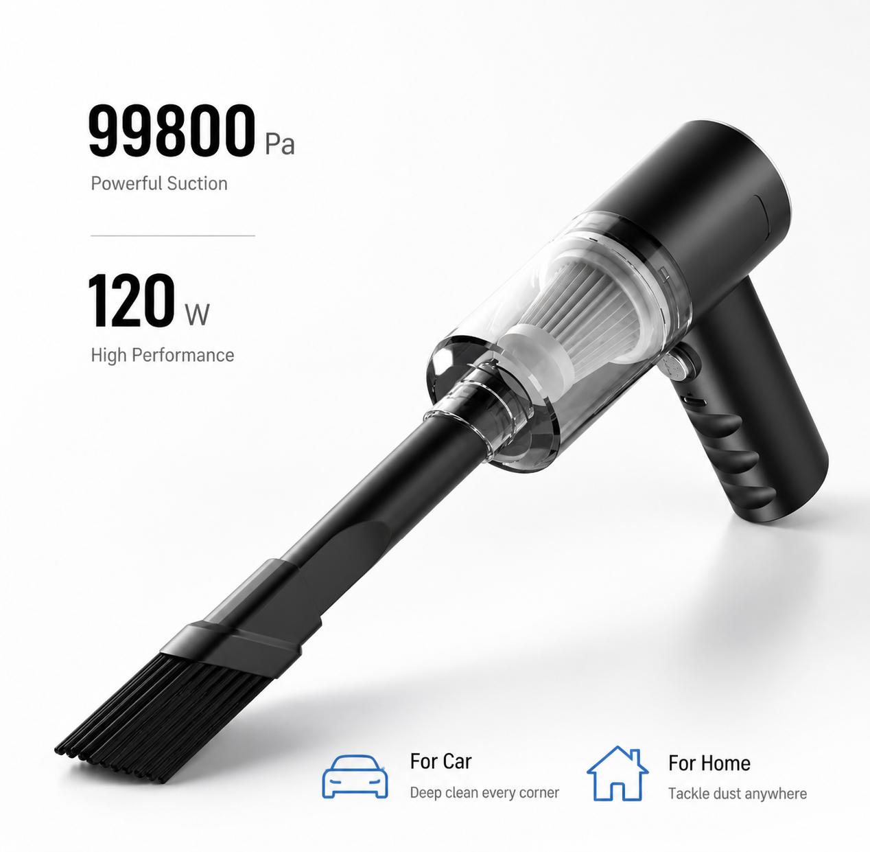 Portable Dual-Purpose Handheld Wireless Vacuum Cleaner for Cars One-Family SUVs Luxury ABS Design
High Suction Blowing for Pet