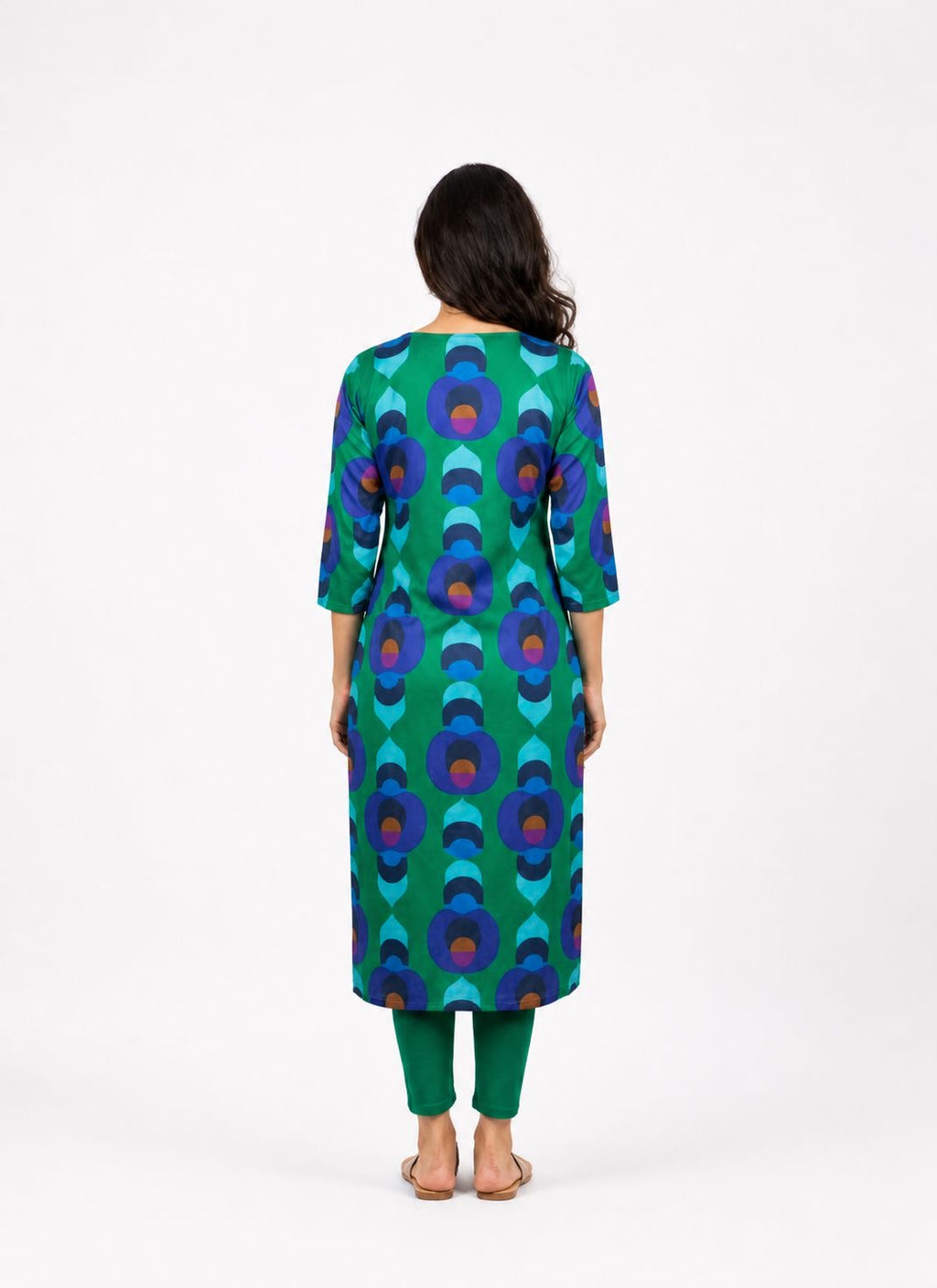 GREEN PRINTED COOTON KURTA SET